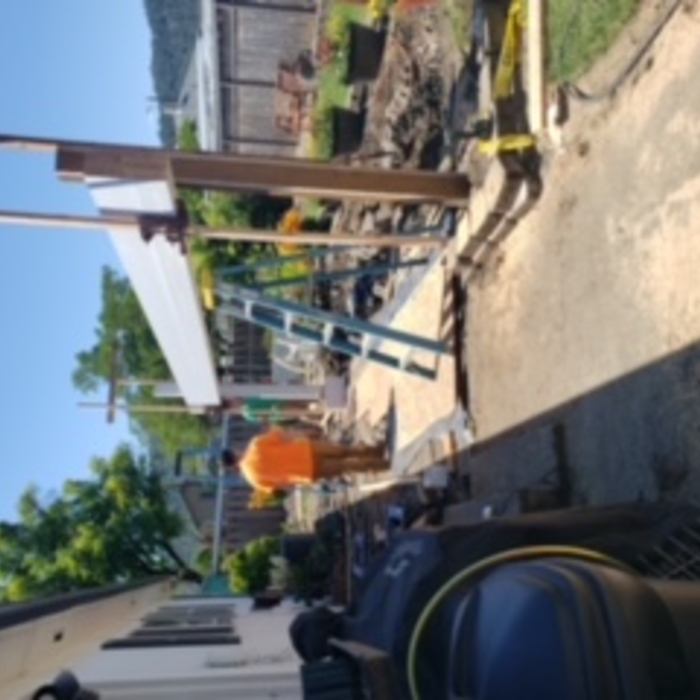 demoed previous deck and puting up pergola