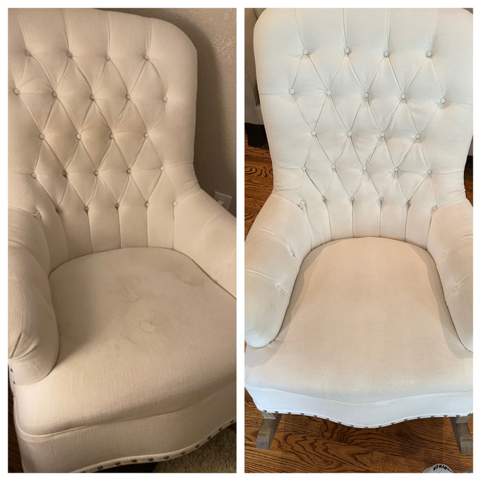 Before and After White Cotton Chair