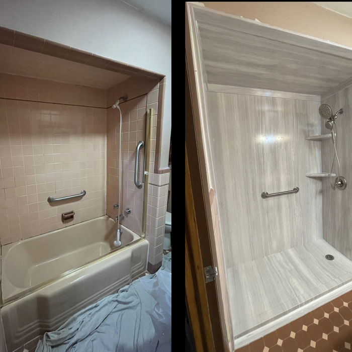Tub to shower