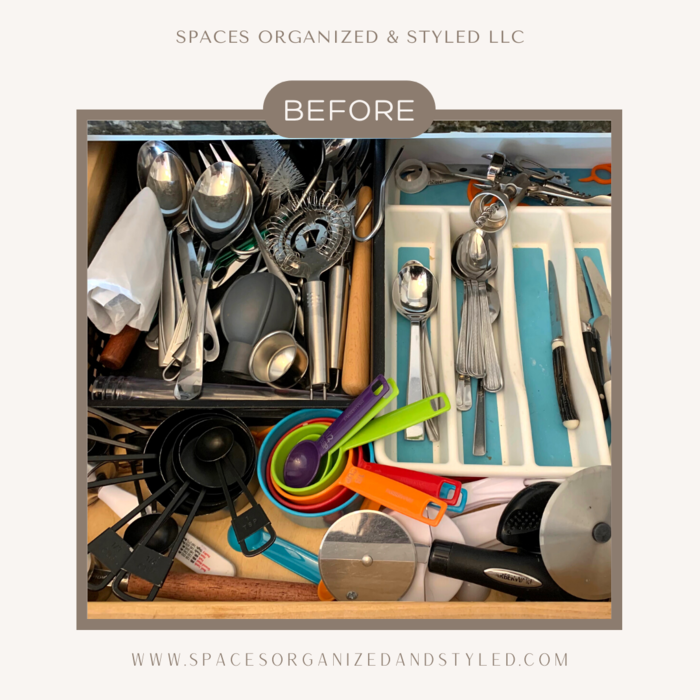Organizing Kitchen Drawer - Before