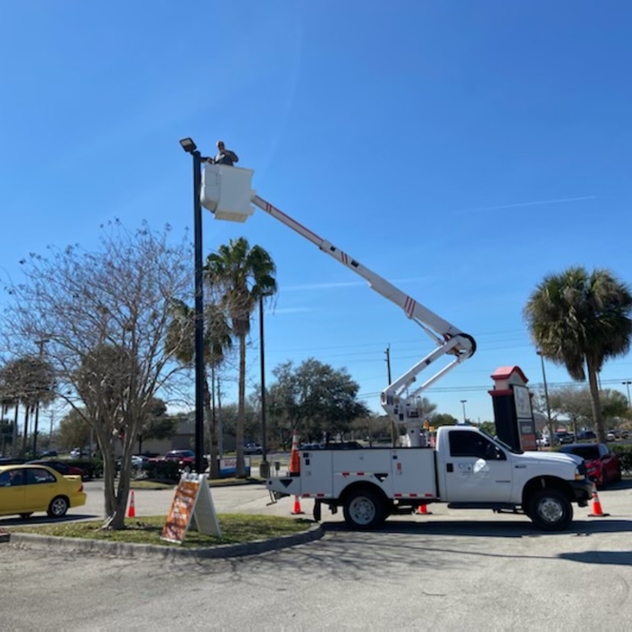 Install LED Parking Lot Light