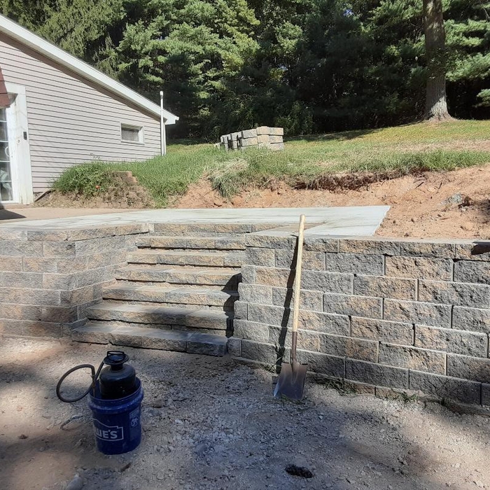 Wall, Steps and Patio