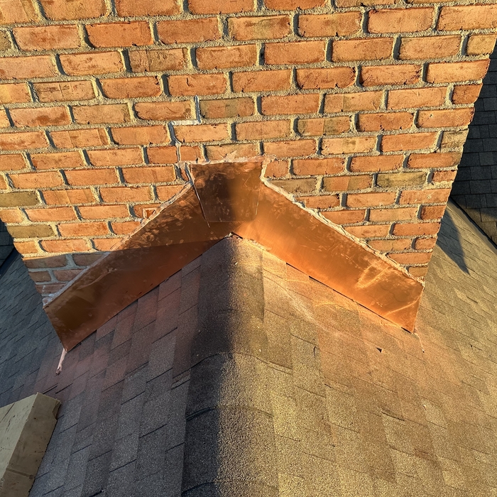 Install new chimney copper flashing