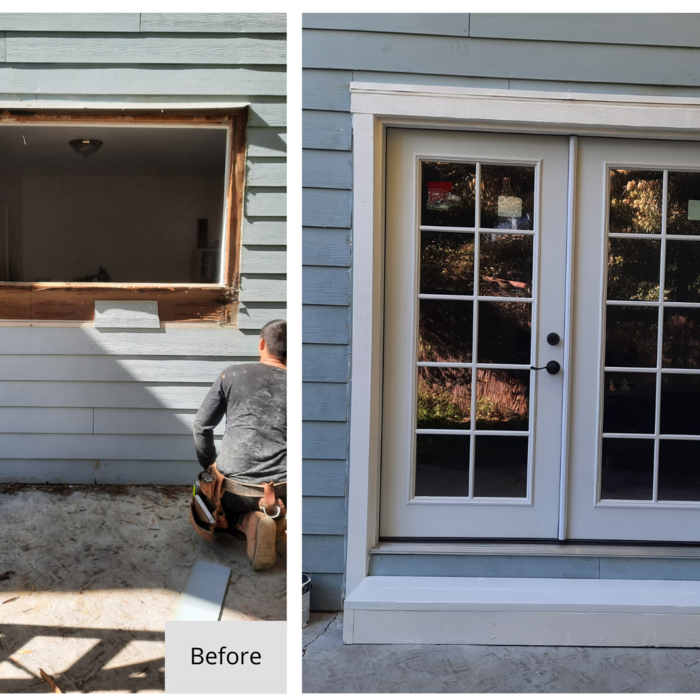 Window to French door conversion