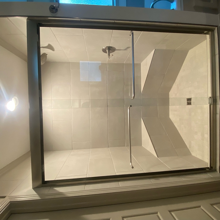 New custom tile shower with glass door