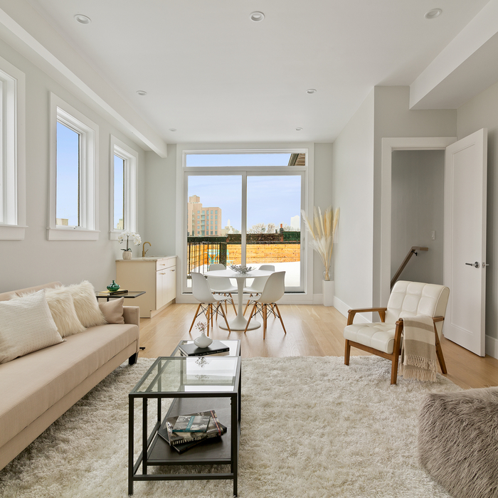 Top floor living room/ wet bar/ roof deck