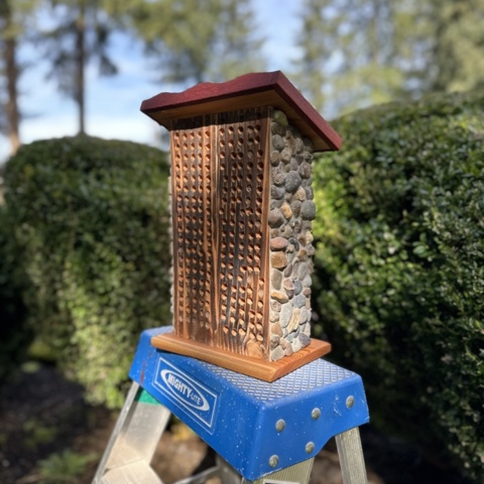 Mason Bee House with stone
