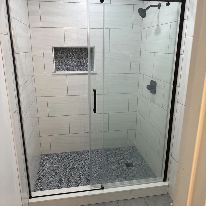 Custom shower with glass