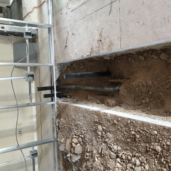 underground plumbing for  hand sink and floor s