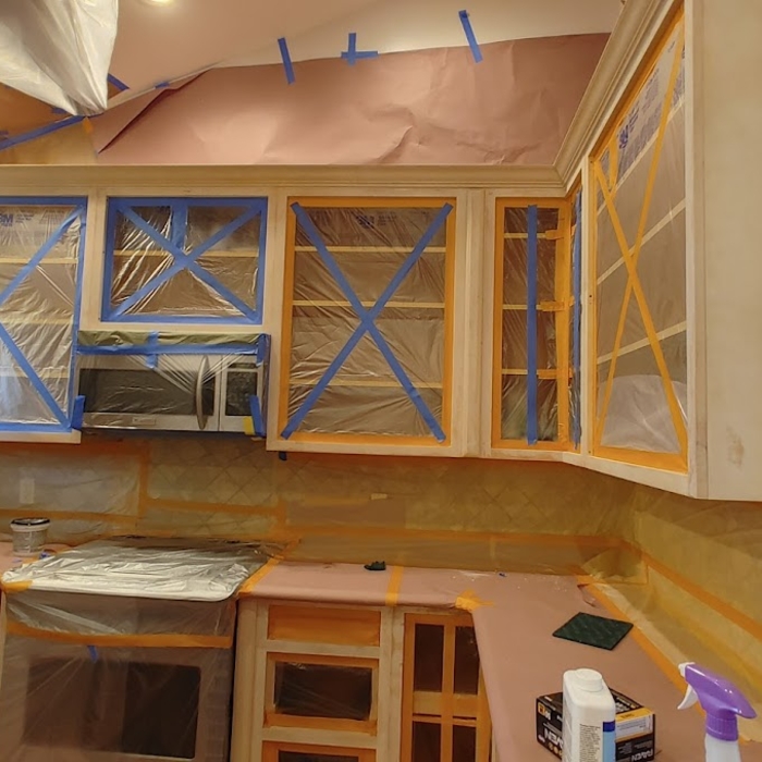 kitchen prep before Spray painting