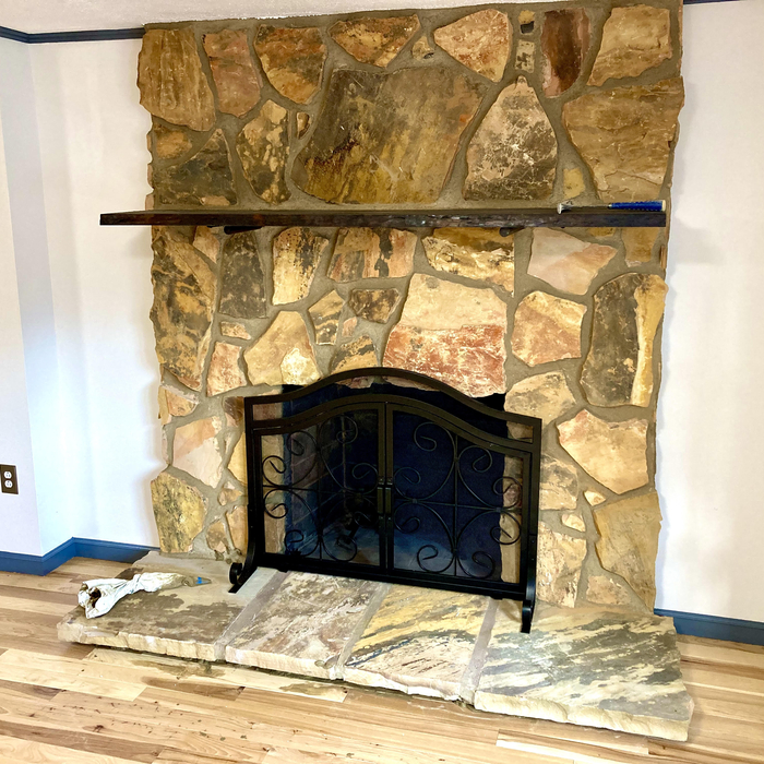 Stone fireplace