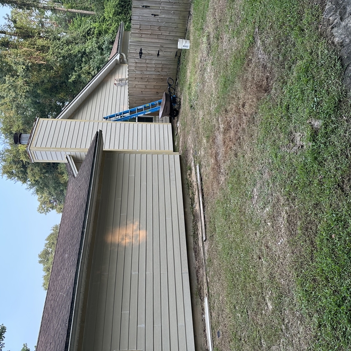 Garage wall and chimney