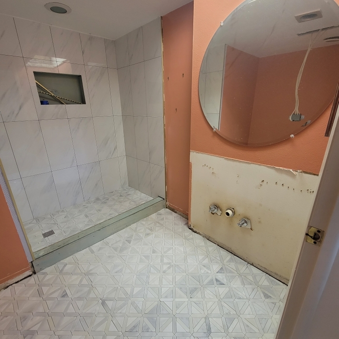 shower and floor work