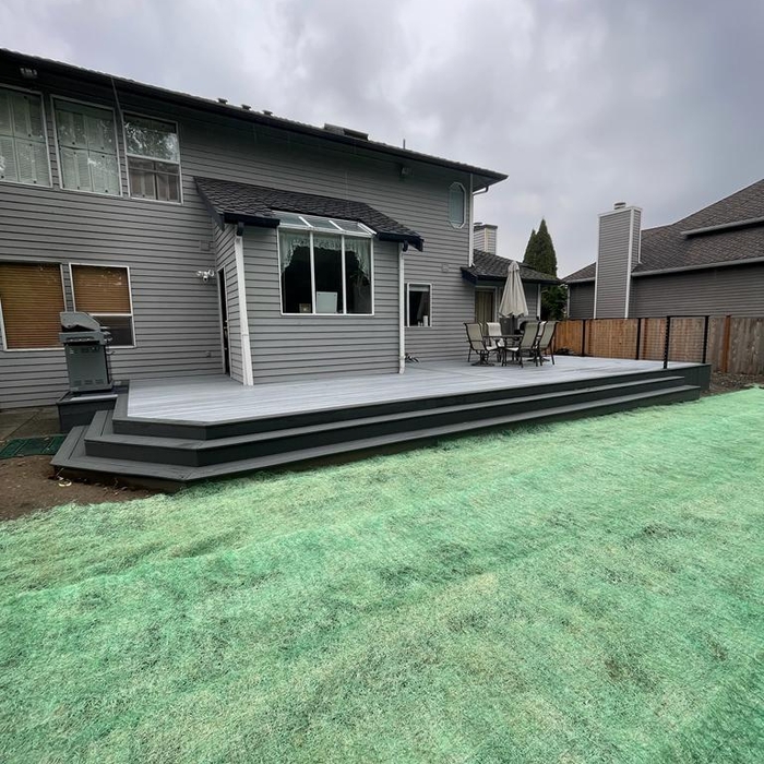 landscaping and deck