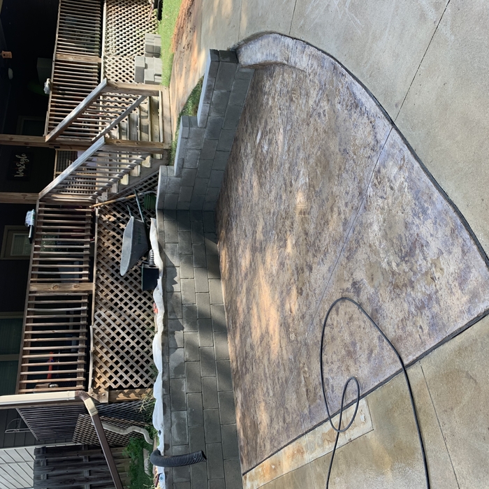 Finished patio and block wall.
