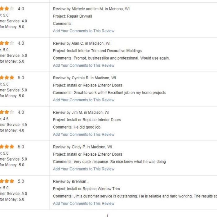 Page 1 Previous Home Advisor Reviews