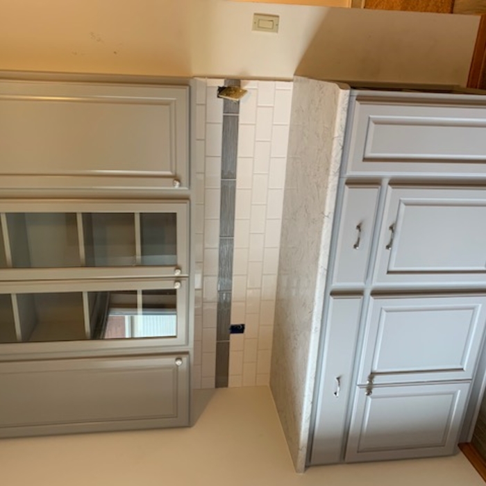 New Pantry Cabinets with Backsplash.