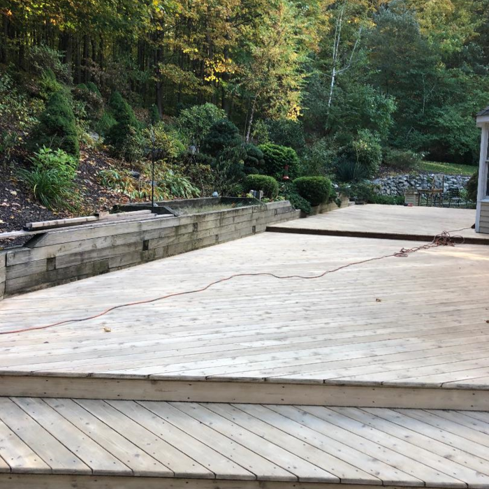 Sanded down Deck,appled semi transparent stain.