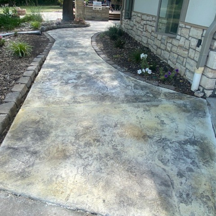 stamped concrete sidewalk.