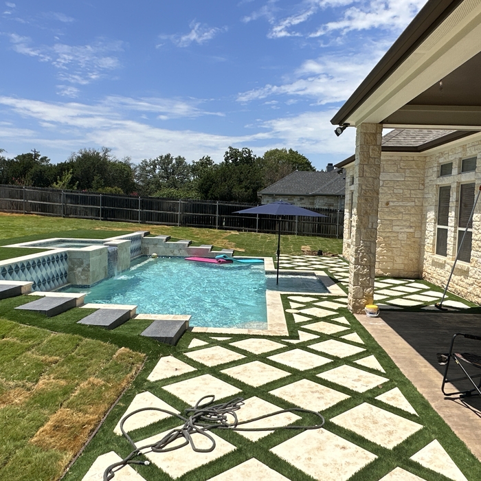 pool turf and pavers