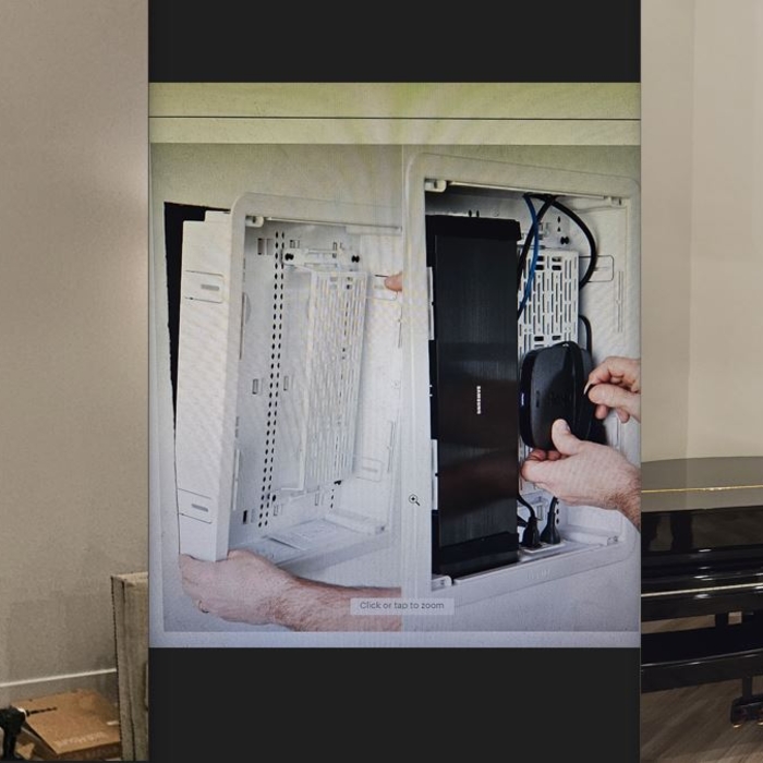 samsung frameless tv install..  BEFORE/AFTER