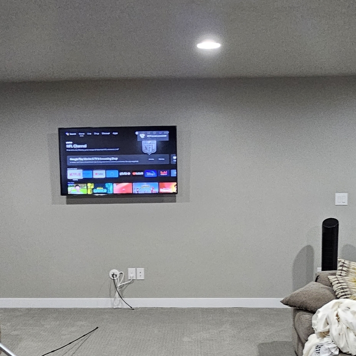 basement family room TV install (after)