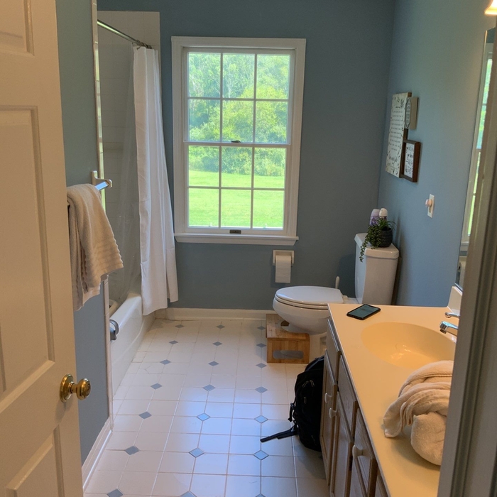 Older tile floor before replacment