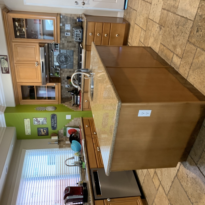 Cabinetry painting and island wood decor installa