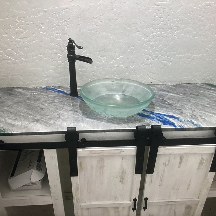 Bathroom vanity - Silver &amp; blue