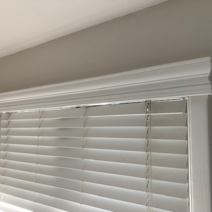 Custom painted wood window valence