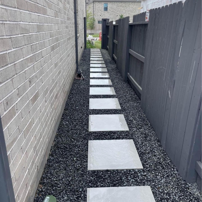 stepping stones and black star gravel