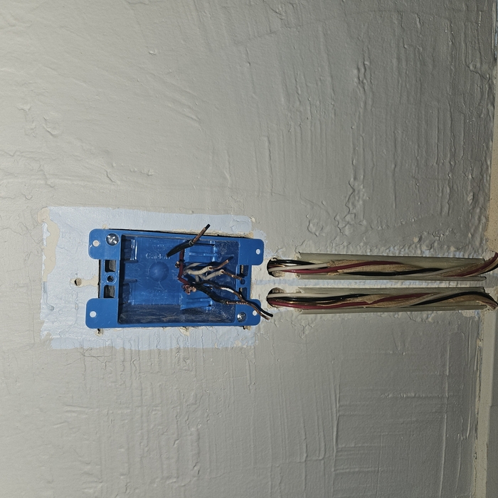 New box installed in plaster
