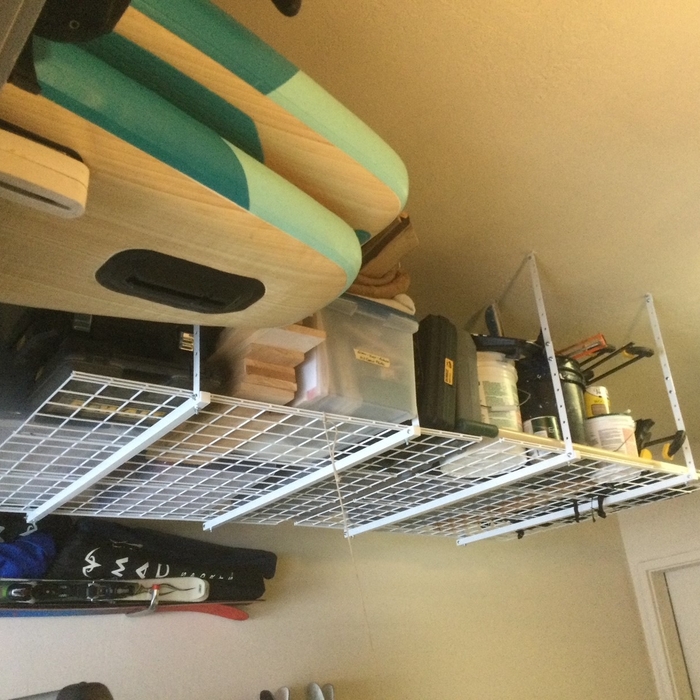 Hung garage ceiling storage shleving