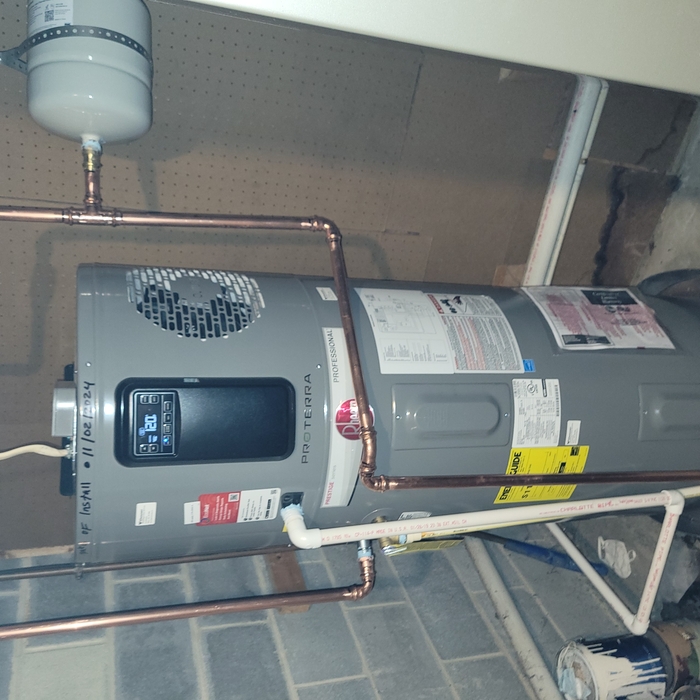 Install  Electric water heater tank heat pump.