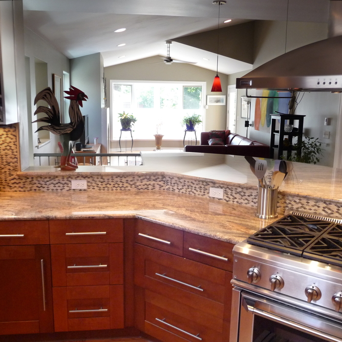 Kitchen looking into addition