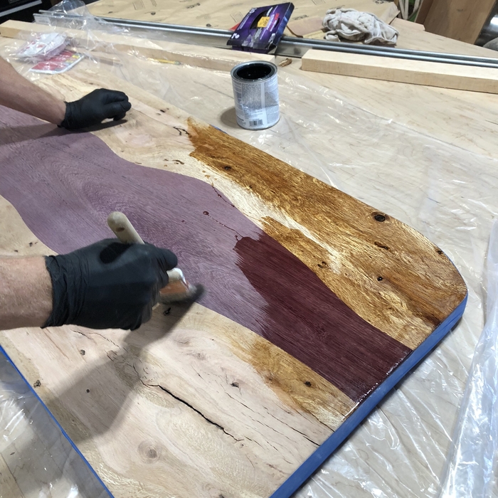 Spalted oak and purple heart river table