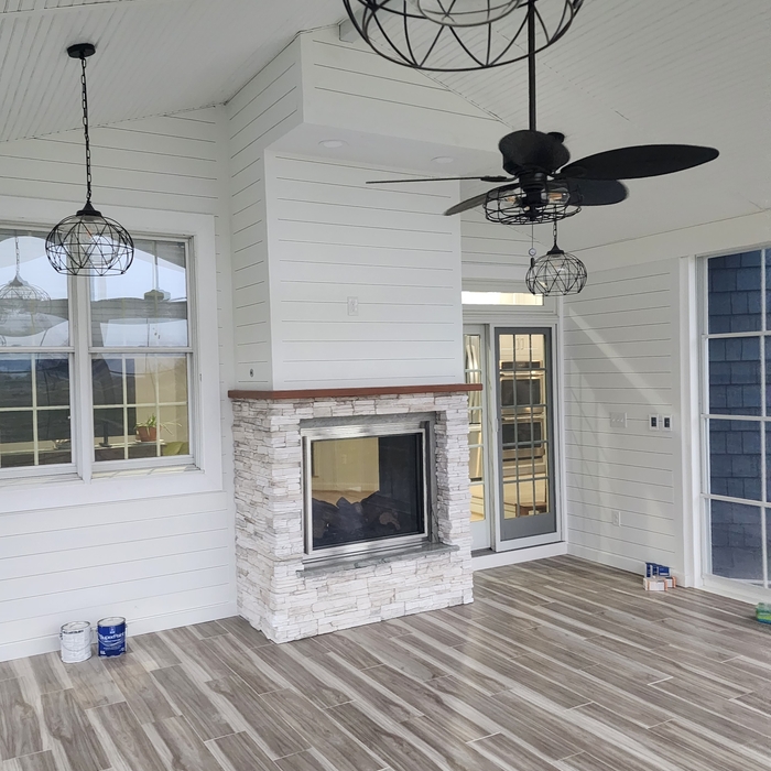 Addition with double fireplace