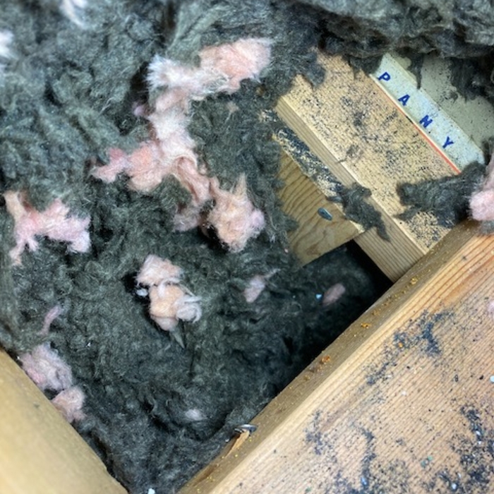 Kitchen cabinet drop soffit seen from attic