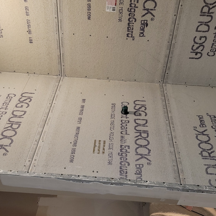 Cement board installed
