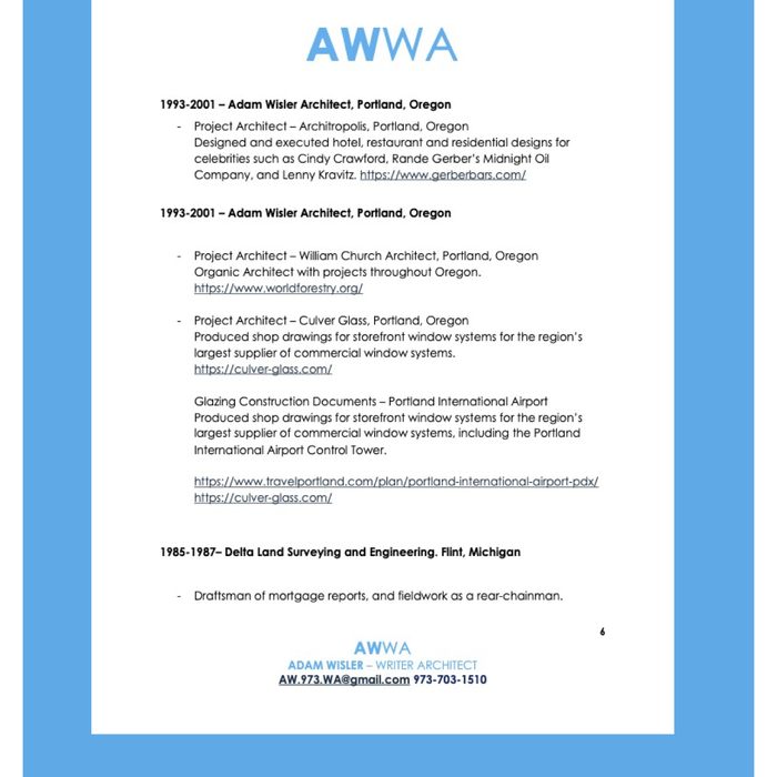 ADAM WISLER RESUME