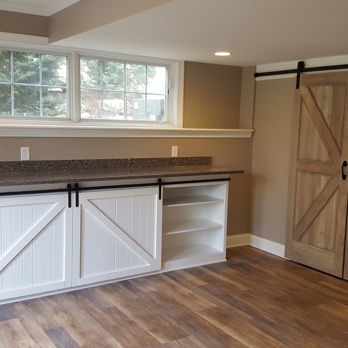 Fireplace and barn doors