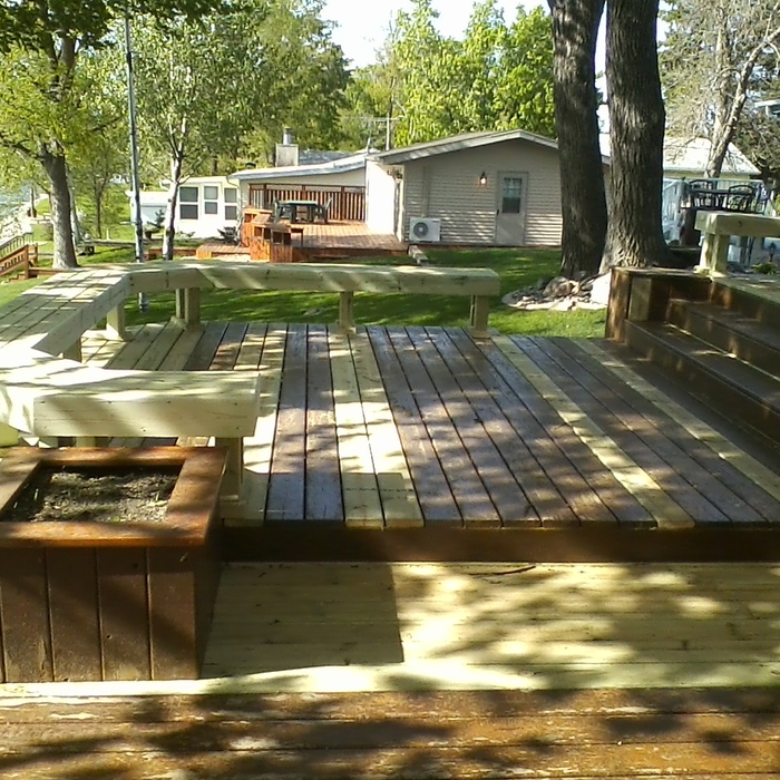  replaced rotten boards and built new benches