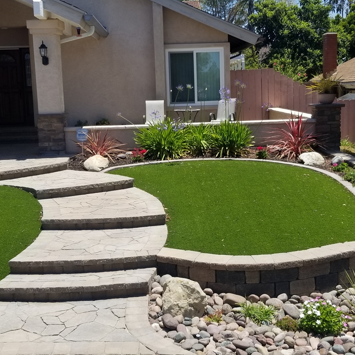 wall, backfill for flat space and Paver walkway an
