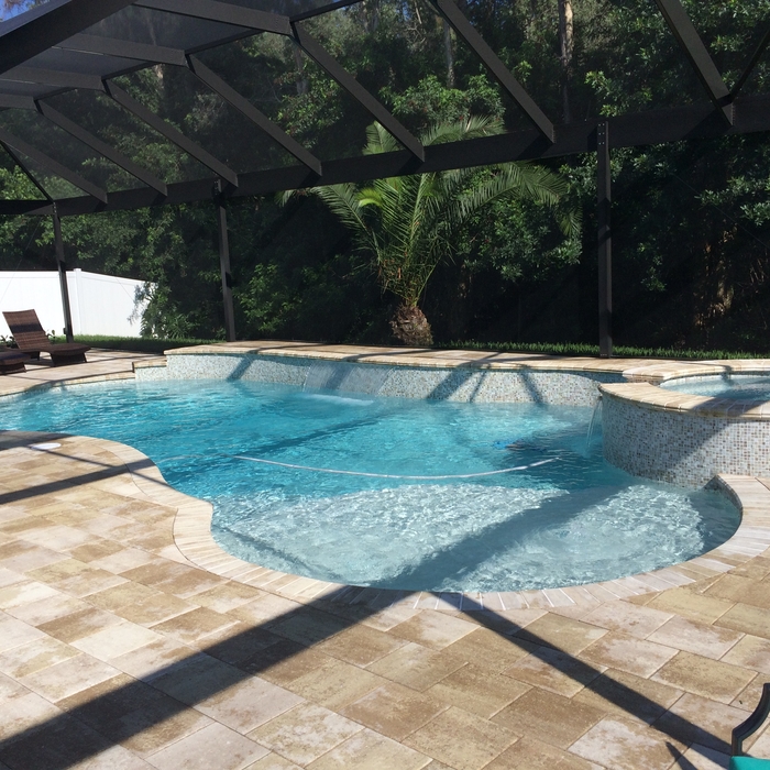 pool, spa, deck and screen