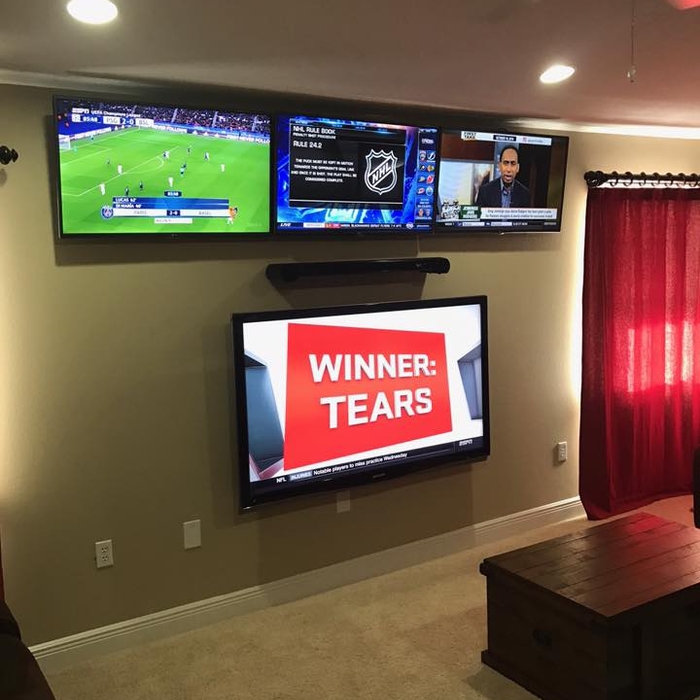 TV and sound bar installation for game viewing