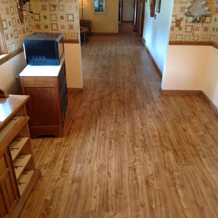 flooring throughout liv/din/hallway and bath