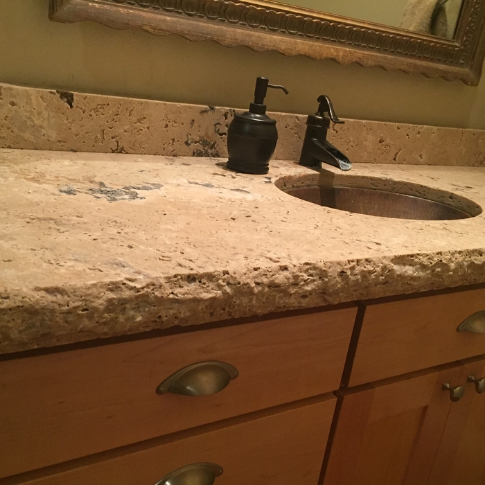 Cleft face travertine counter