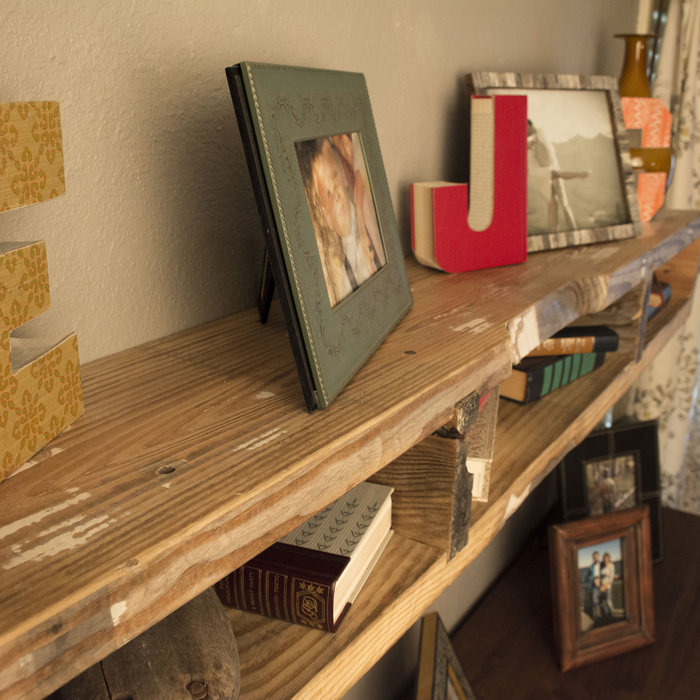 Reclaimed wood floating shelf