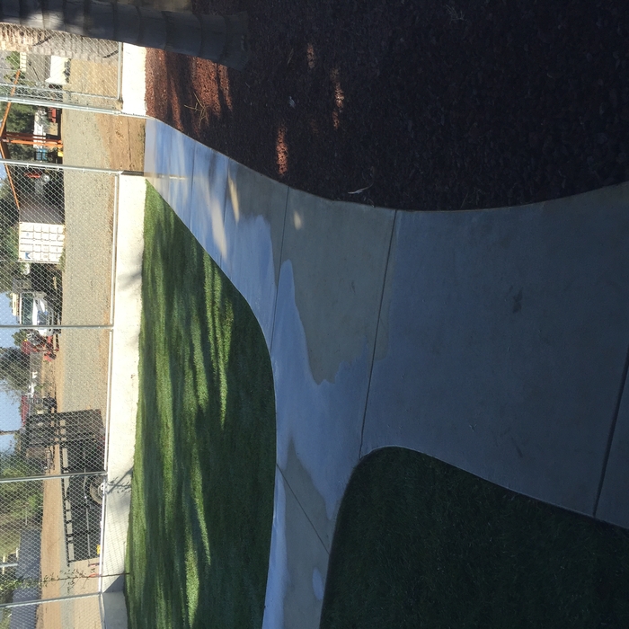 Curved concrete walkway