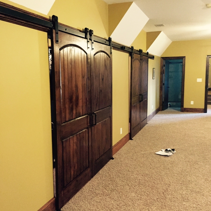Barn doors installation and stain